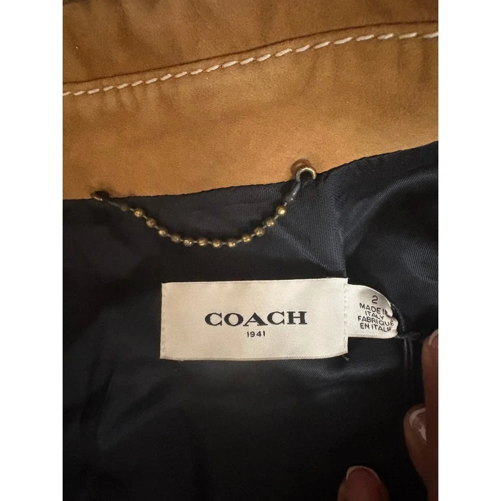 Coach 1941 Studded Suede Jacket Brown Made in Italy Women's Size 2 NWT